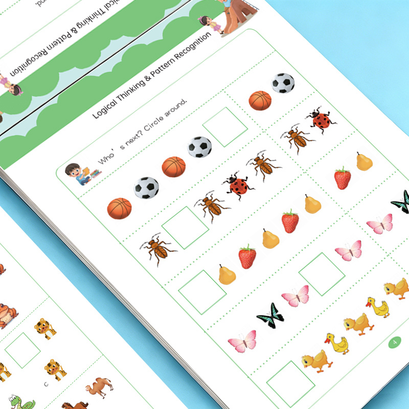 Learning Workbook Preschool - 32 페이지 패턴 찾기 워크북 미취학
