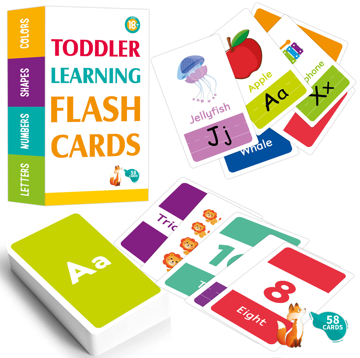 Abc Kids Early Education - 58PCS ABC 알파벳 Flashcards 몬테소리 조기