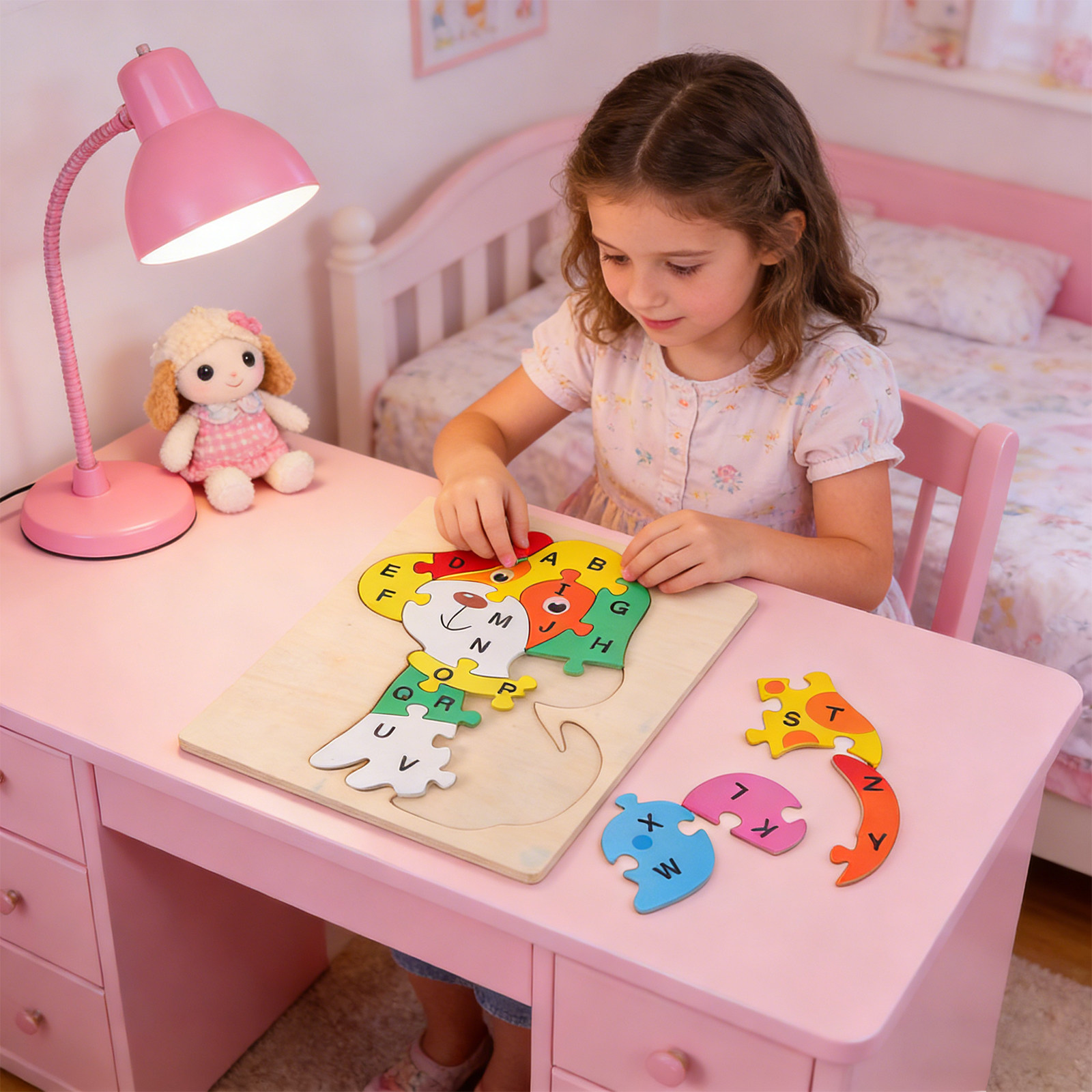 어린이용 알파벳 퍼즐, 나무 재질의 강아지 모양 ABC - Abc Kids Early Education 리뷰 및 가격