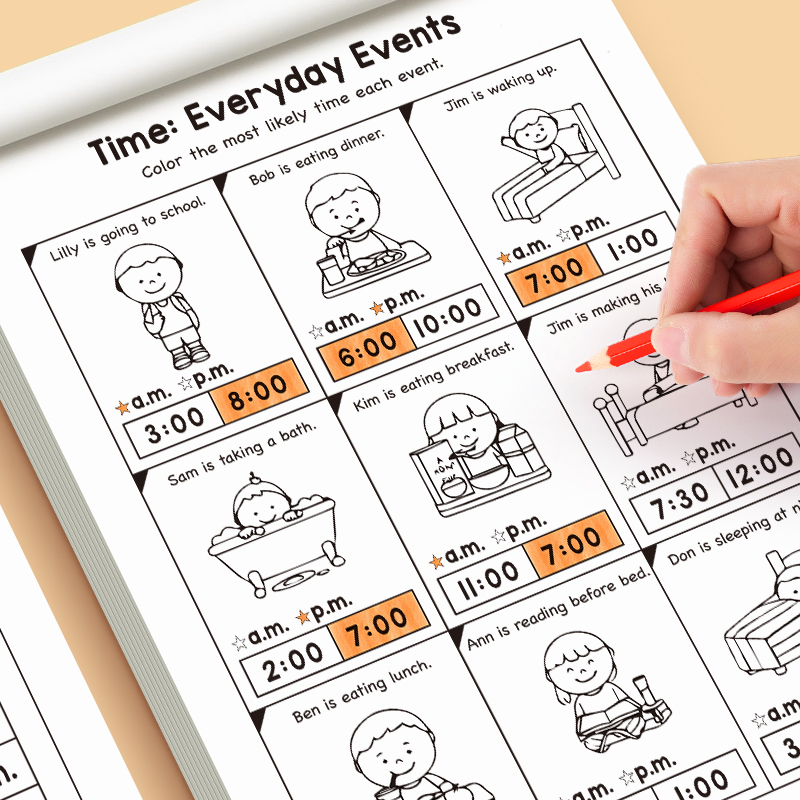 어린이를 위한 시간 측정 워크북 |   32페이지 시간 - Learning Workbook Preschool 리뷰 및 가격