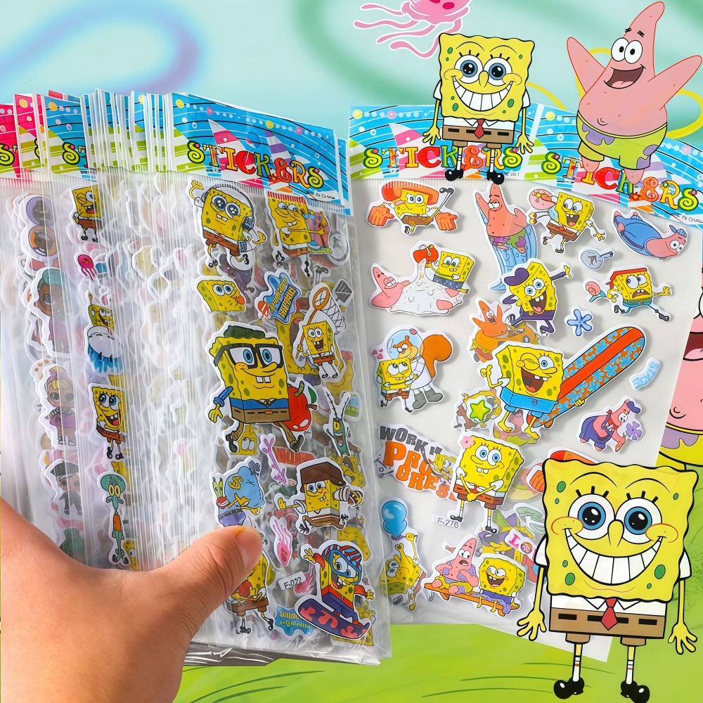 12팩 스폰지밥 3D 스티커 - 귀여운 만화 버블 스티 - Kids Education Movies 리뷰 및 가격