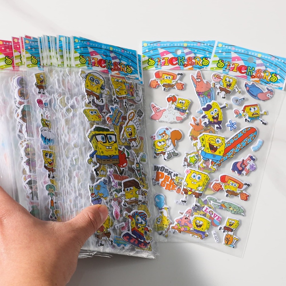 12팩 스폰지밥 3D 스티커 - 귀여운 만화 버블 스티 - Kids Education Movies 리뷰 및 가격